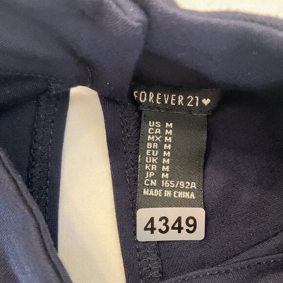 Forever 21 Women Dress M Navy Fit & Flare Button 3/4 Sleeve Knee Length - Picture 2 of 10